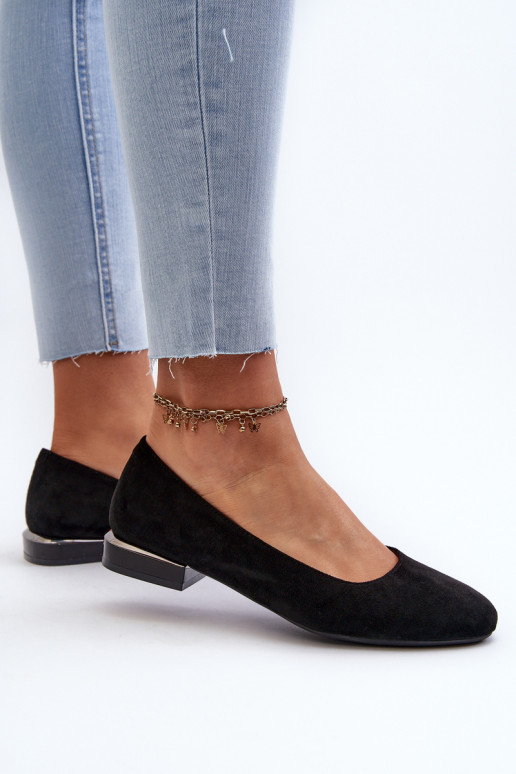 Chaussures à talons bas en daim pour femmes noires par Sergio Leone