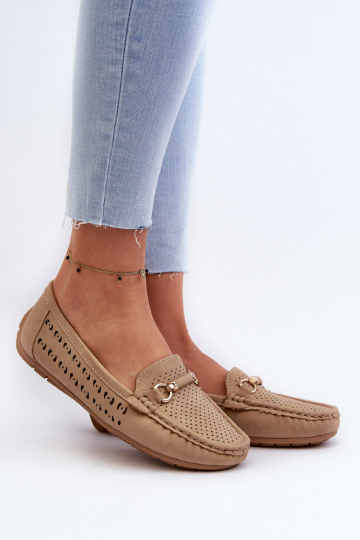 Mocassins pour femmes avec éléments ajourés avec ornements en marron Kaydance