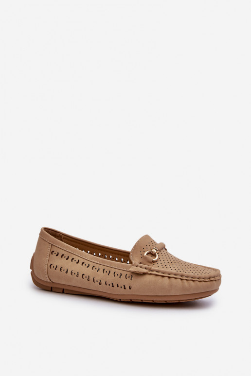 Mocassins pour femmes avec éléments ajourés avec ornements en marron Kaydance