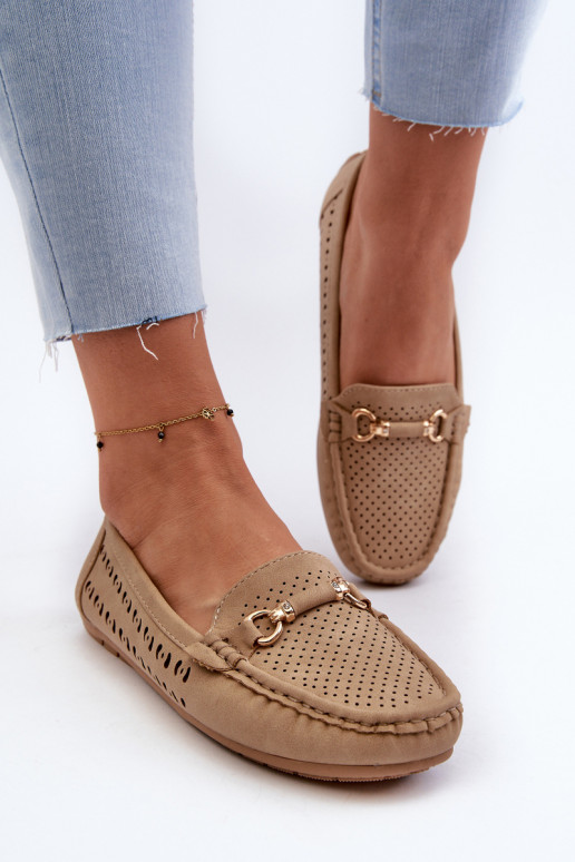 Mocassins pour femmes avec éléments ajourés avec ornements en marron Kaydance