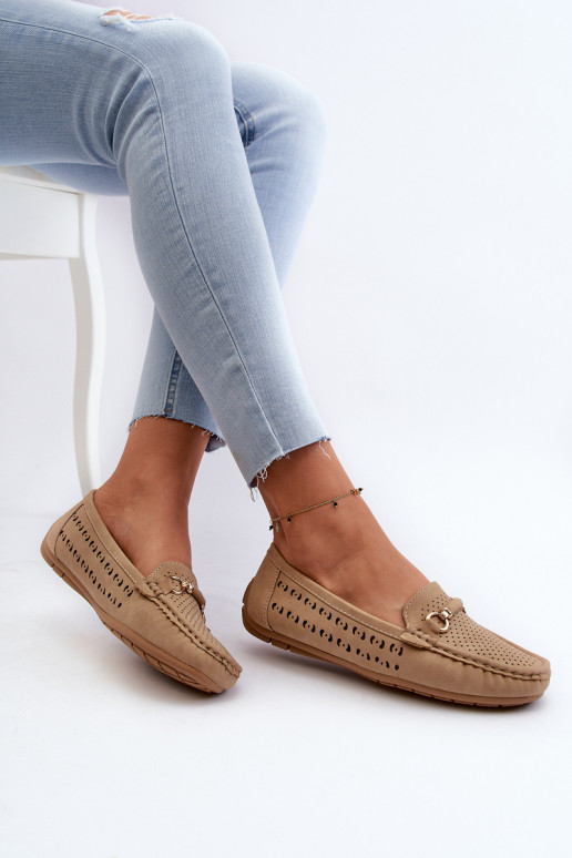 Mocassins pour femmes avec éléments ajourés avec ornements en marron Kaydance