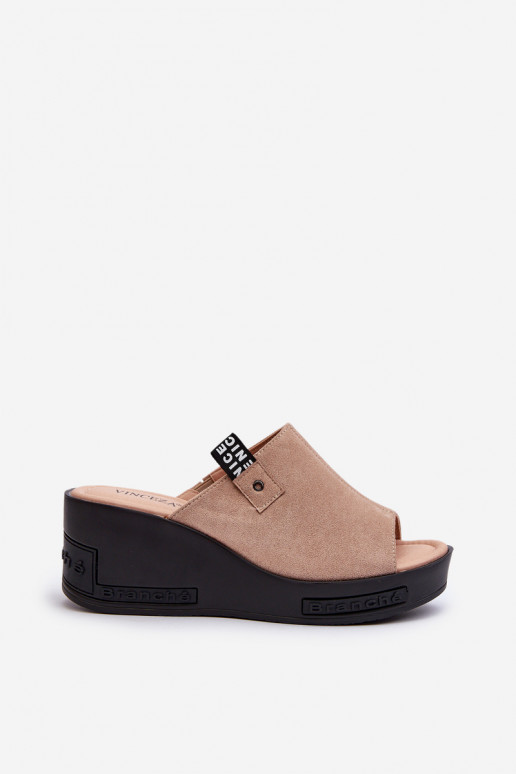 Chaussons femme beige Vleni