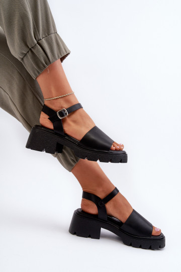 Sandales à talon large pour femmes de couleur noire Dottiassa 2
