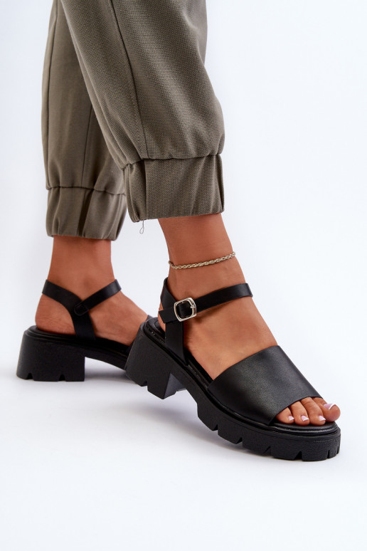 Sandales à talon large pour femmes de couleur noire Dottiassa