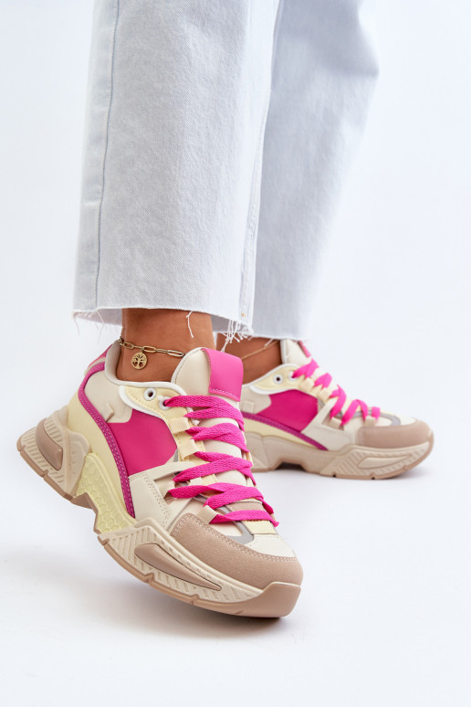Chaussures à semelle massive de couleur rose Peonema