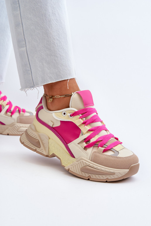 Chaussures à semelle massive de couleur rose Peonema