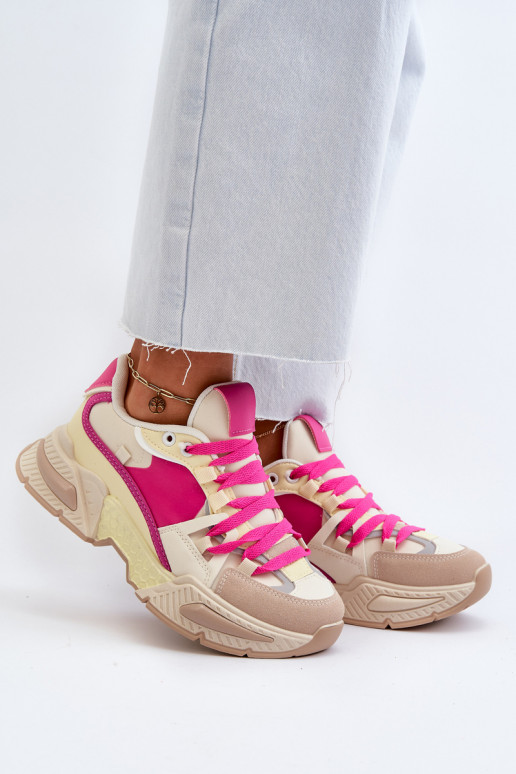 Chaussures à semelle massive de couleur rose Peonema