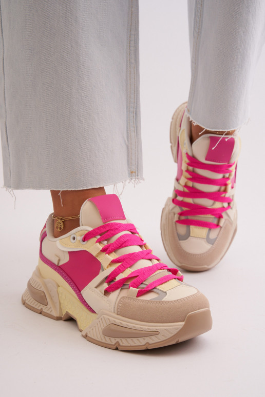 Chaussures à semelle massive de couleur rose Peonema