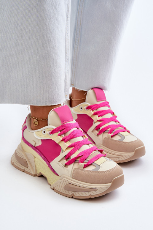 Chaussures à semelle massive de couleur rose Peonema