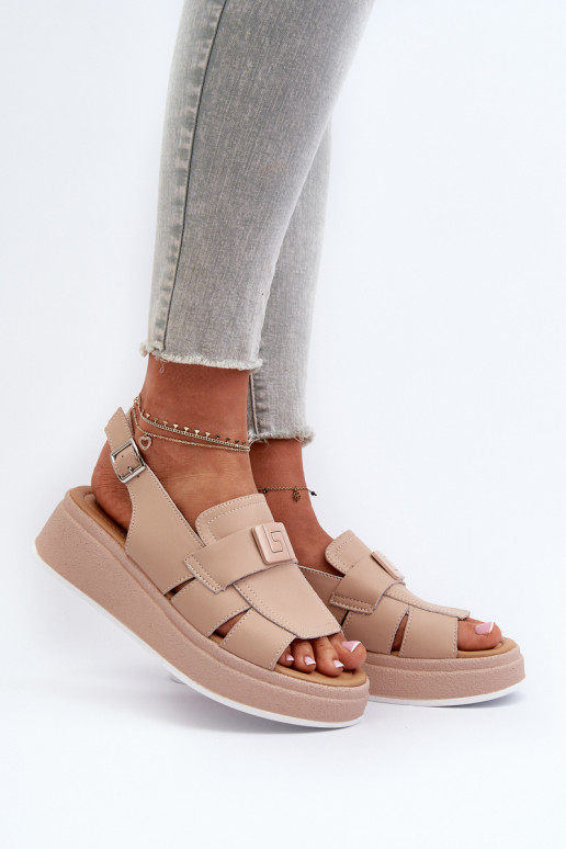 Sandales plateforme Vivitellia beige pour femme
