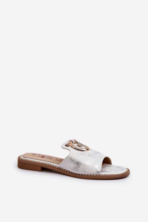 Style élégant et brillant Chaussons pour femmes avec ornements en argent S.Barski