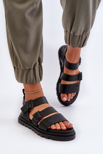Sandales noires en simili...