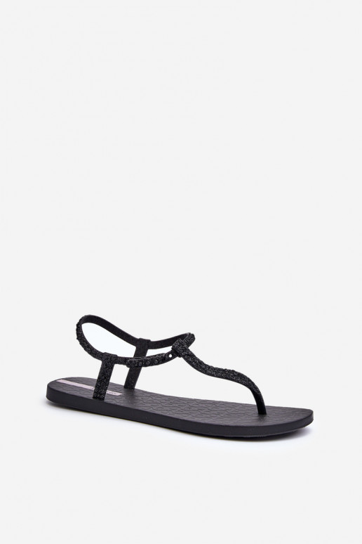 Sandales sur le bout avec brillance de couleur noire Class Brilha Fem
