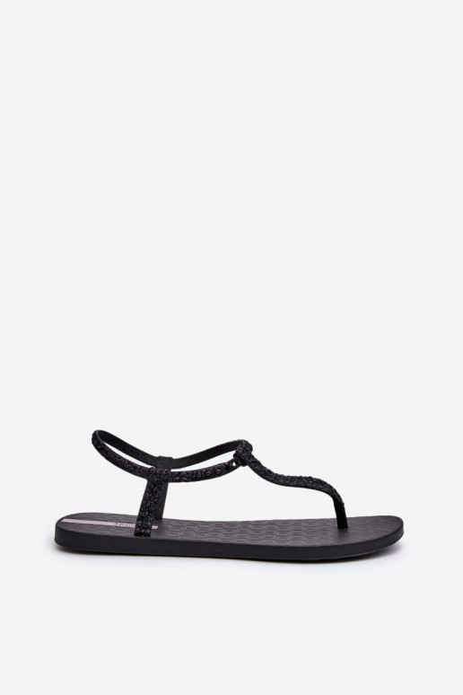 Sandales sur le bout avec brillance de couleur noire Class Brilha Fem