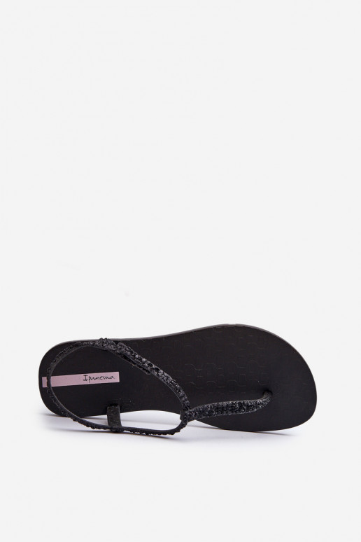 Sandales sur le bout avec brillance de couleur noire Class Brilha Fem