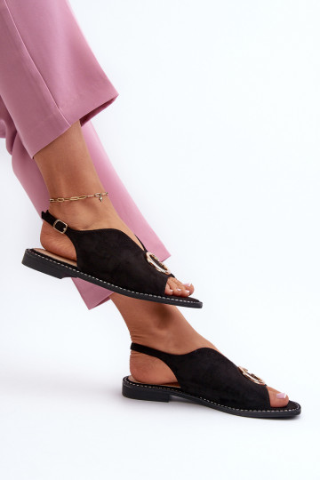 Sandales pour femmes de style élégant avec ornements de couleur noire S.Barski 2