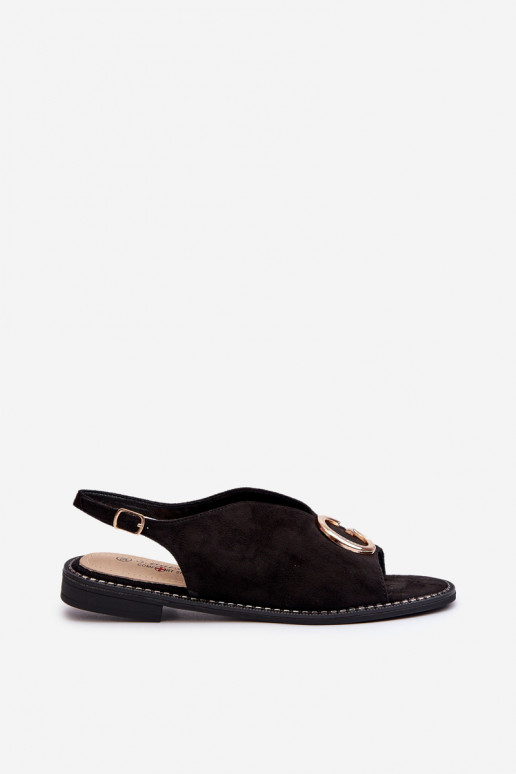 Sandales pour femmes de style élégant avec ornements de couleur noire S.Barski