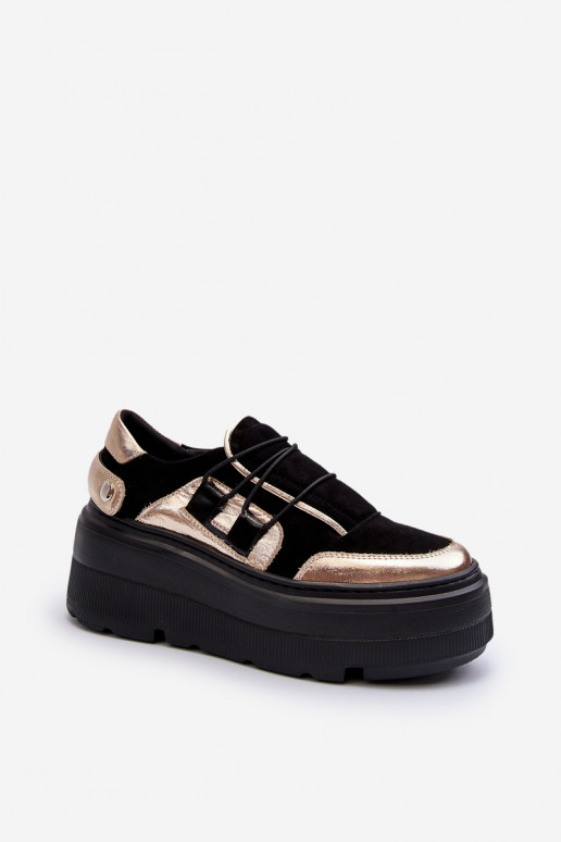 Chaussures modèle baskets à semelles massives à la mode de couleur noire Zazoo