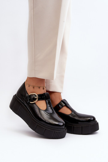 Chaussures à plateforme en cuir verni noir Zazoo