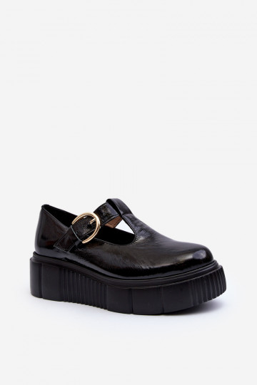 Chaussures à plateforme en cuir verni noir Zazoo 2