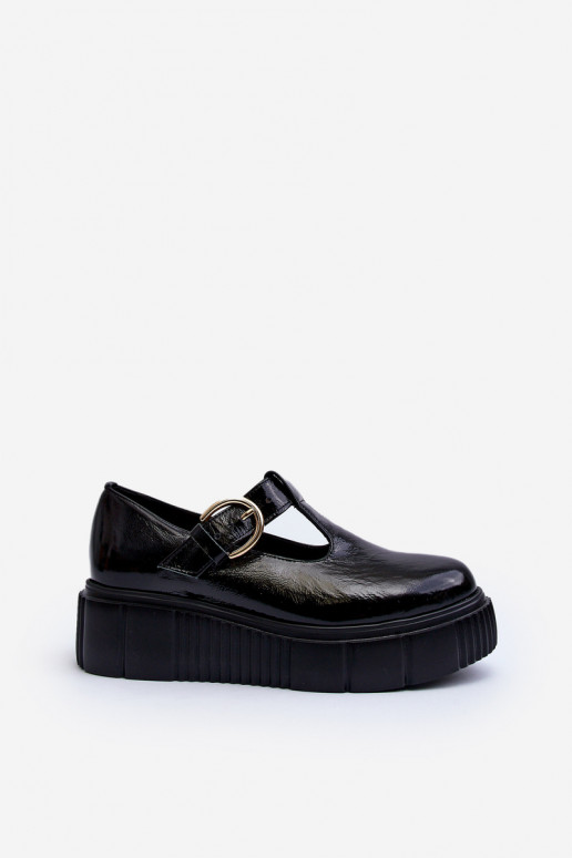 Chaussures à plateforme en cuir verni noir Zazoo
