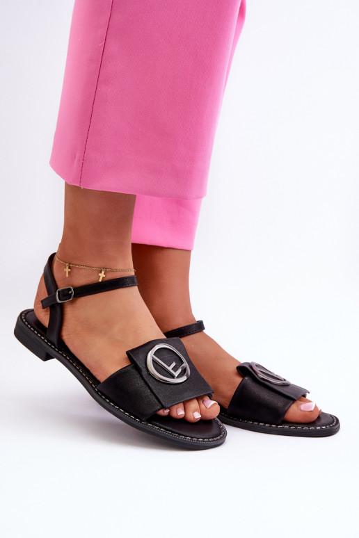 Sandales pour femmes avec ornements en noir S.Barski