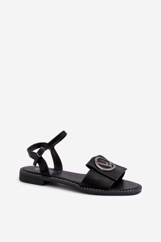 Sandales pour femmes avec ornements en noir S.Barski