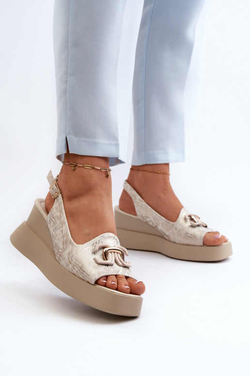 Sandales à plateforme pour femmes avec ornements de couleur or Janesca