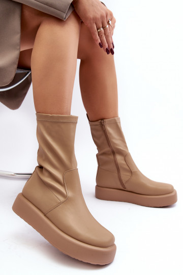 Bottines à plateforme couleur beige Algedi 2