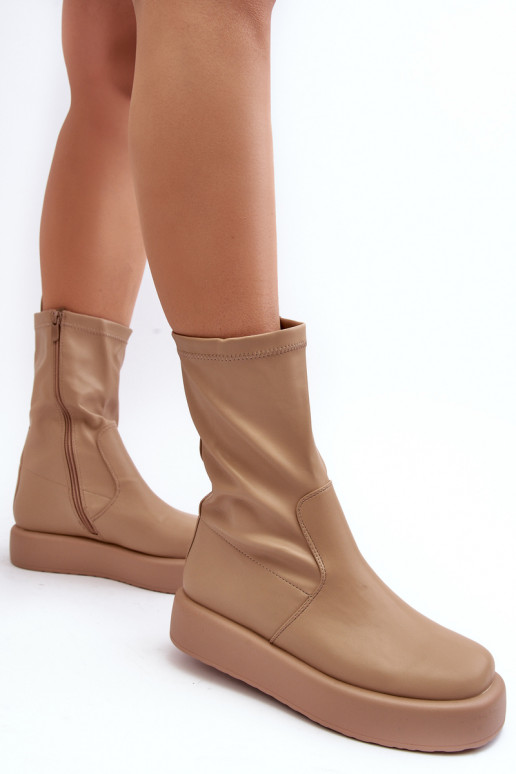 Bottines à plateforme couleur beige Algedi