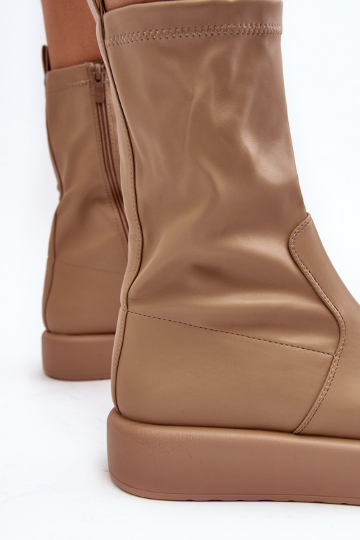 Bottines à plateforme couleur beige Algedi