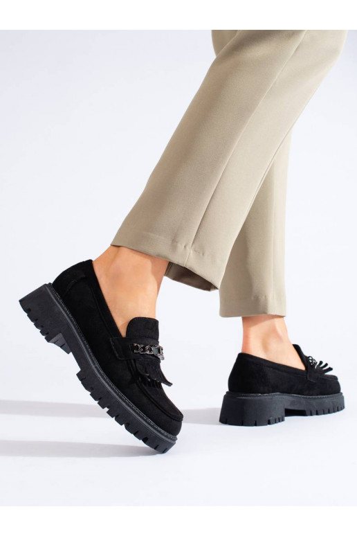 Mocassins femme daim noir Shelovet