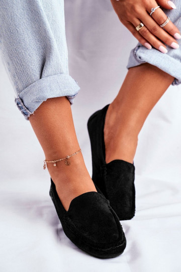 Mocassins pour femmes en éco-daim couleur noir Rerceria 2