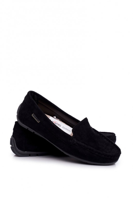 Mocassins pour femmes en éco-daim couleur noir Rerceria