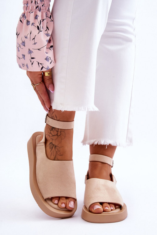 Sandales confortables pour femmes avec plateforme de couleur beige Rubie