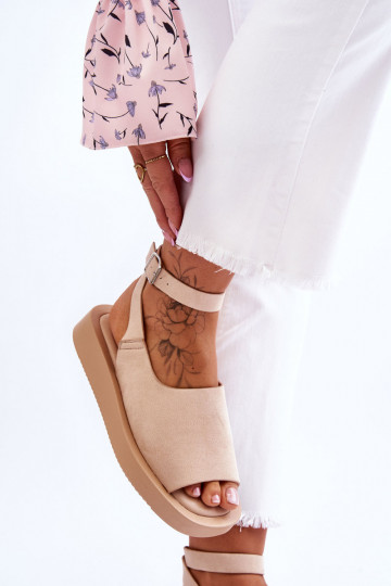 Sandales confortables pour femmes avec plateforme de couleur beige Rubie 2