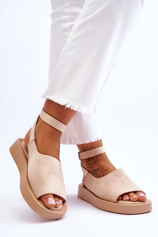Sandales confortables pour femmes avec plateforme de couleur beige Rubie