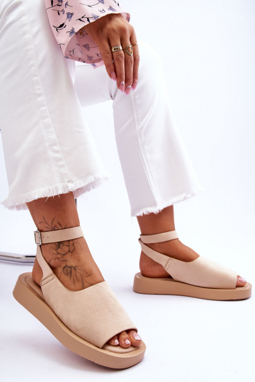 Sandales confortables pour femmes avec plateforme de couleur beige Rubie