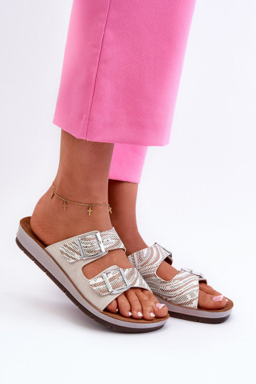 Chaussons confortables pour femmes avec boucles Inblu beige 2