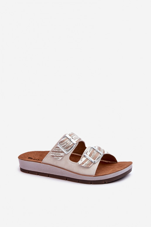 Chaussons confortables pour femmes avec boucles Inblu beige