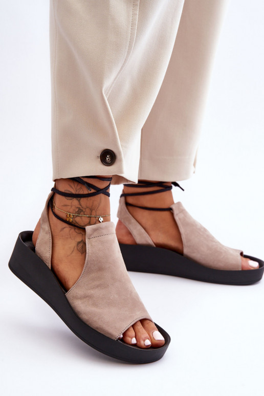 Sandales à plateforme en daim beige Zazoo