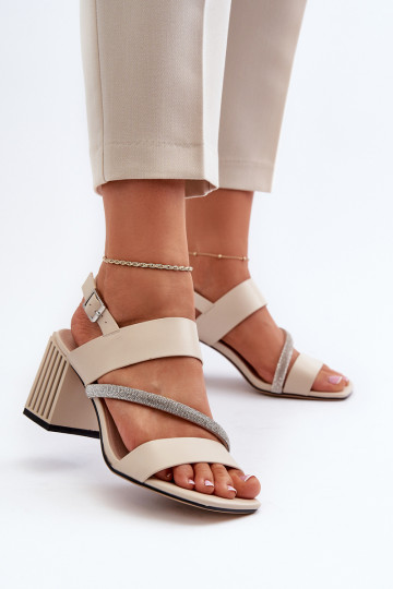 Sandales élégantes à talons de couleur beige D&A MR38-549