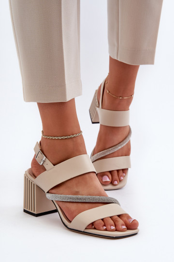 Sandales élégantes à talons de couleur beige D&A MR38-549 2