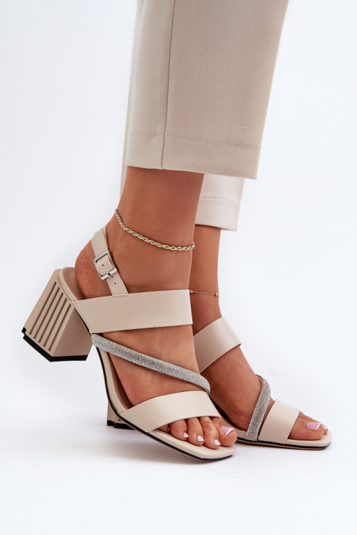 Sandales élégantes à talons de couleur beige D&A MR38-549