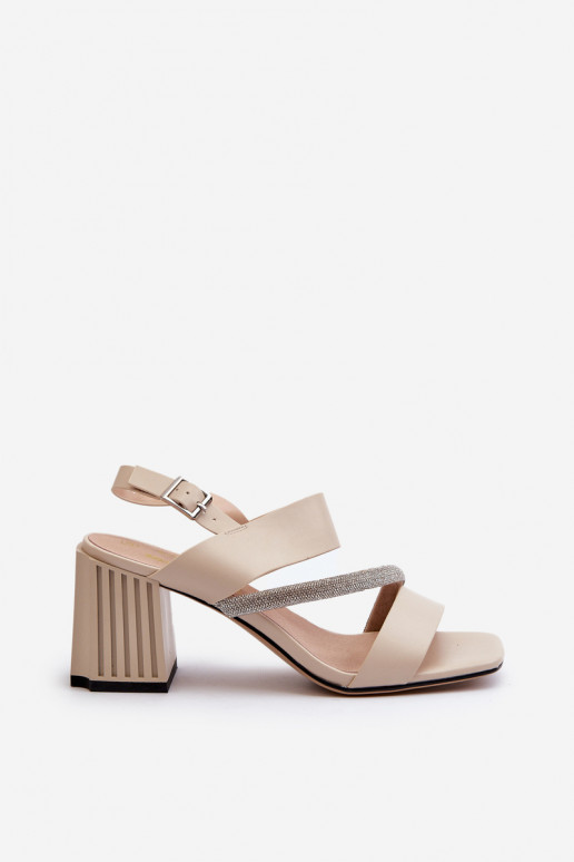 Sandales élégantes à talons de couleur beige D&A MR38-549