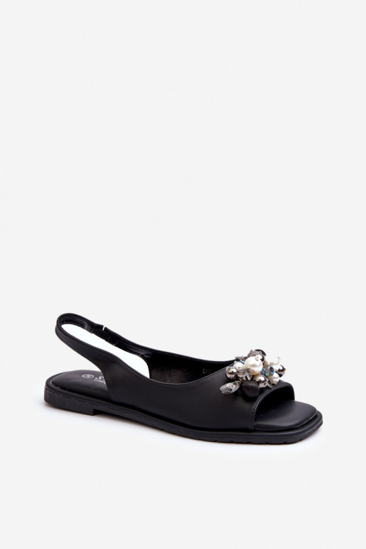 Sandales pour femmes avec de beaux détails en noir S.Barski