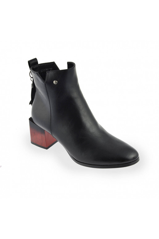 Bottines à talon épais, couleur noire Potocki