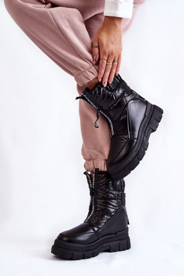 Bottes de neige avec bande élastique de couleur noire 2