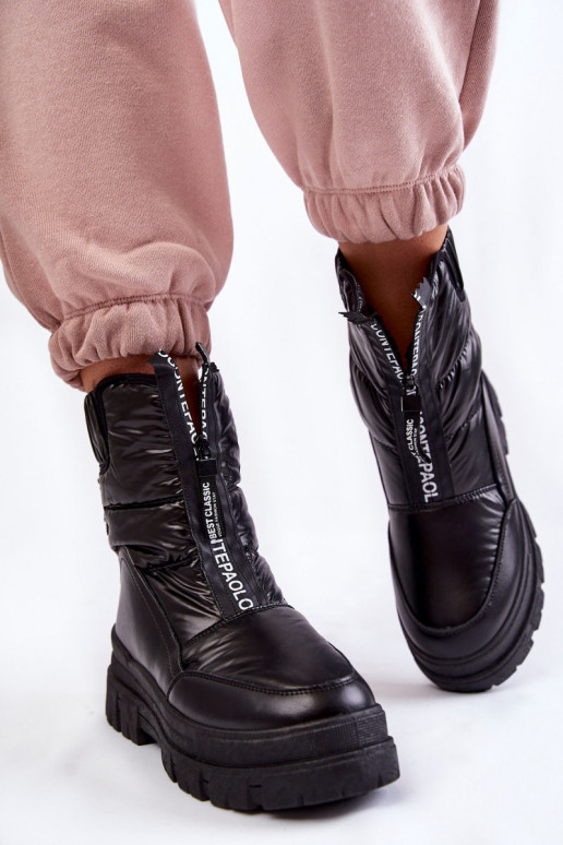 Bottes de neige avec bande élastique de couleur noire
