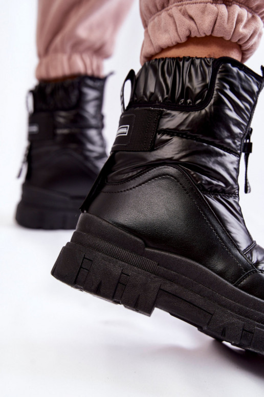 Bottes de neige avec bande élastique de couleur noire